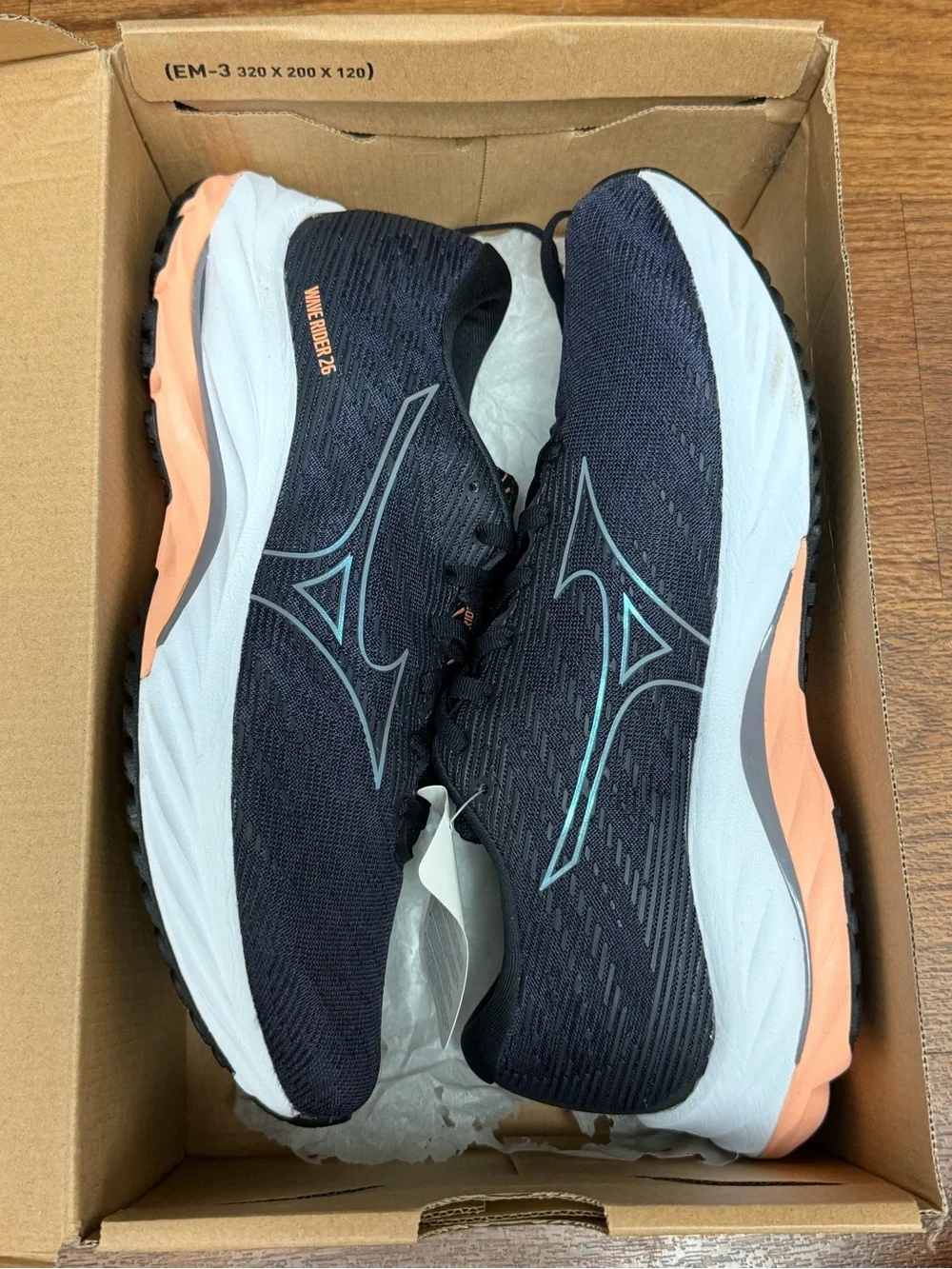 Mizuno Wave Rider 26 Super Wide D Dark Grey Women’s Size 10 Running Shoes Box
